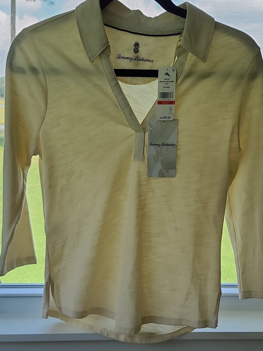 Tommy Bahama Ashby Isles Jersey Johnny Collar 3/4 Sleeve. NWT. XS